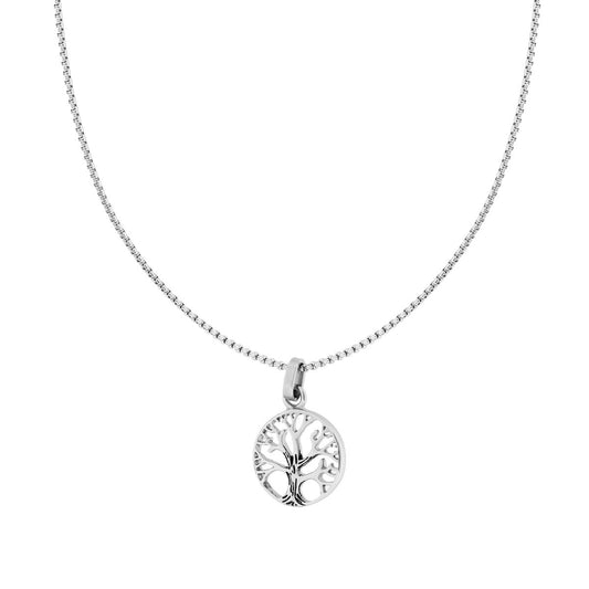Collana Catena Veneziana Tonda con Albero della Vita in ACCIAIO