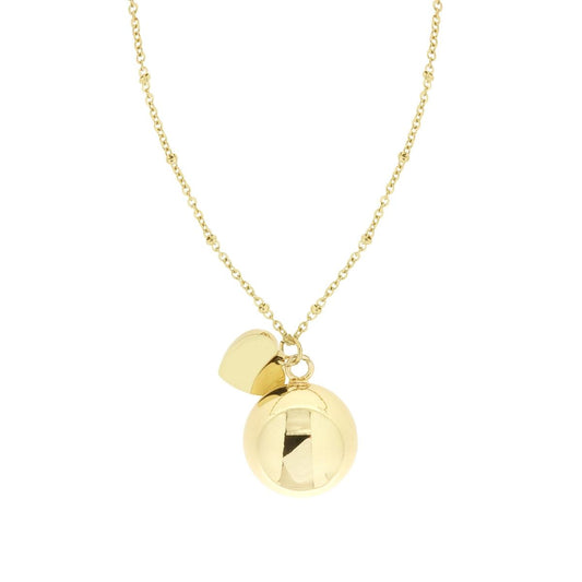 Collana Catena Forzatina Diamantata con Palline cm 90 Chiama Angeli con Cuore in ACCIAIO e BRONZO Colore Oro