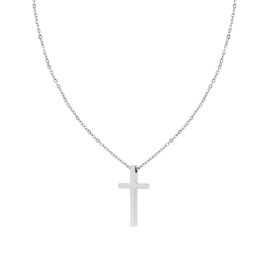 Collana Catena Forzatina Diamantata con Croce in ACCIAIO