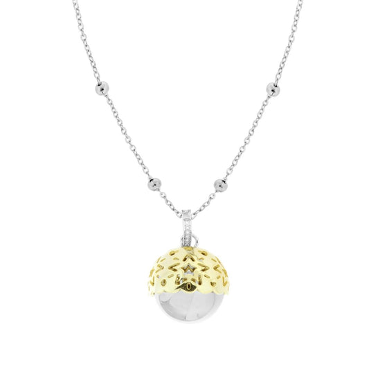 Collana Catena Forzatina con Palline cm 90 Chiama Angeli Cupola colore Oro con Stelle e Sfera Sonaglio in ACCIAIO e BRONZO