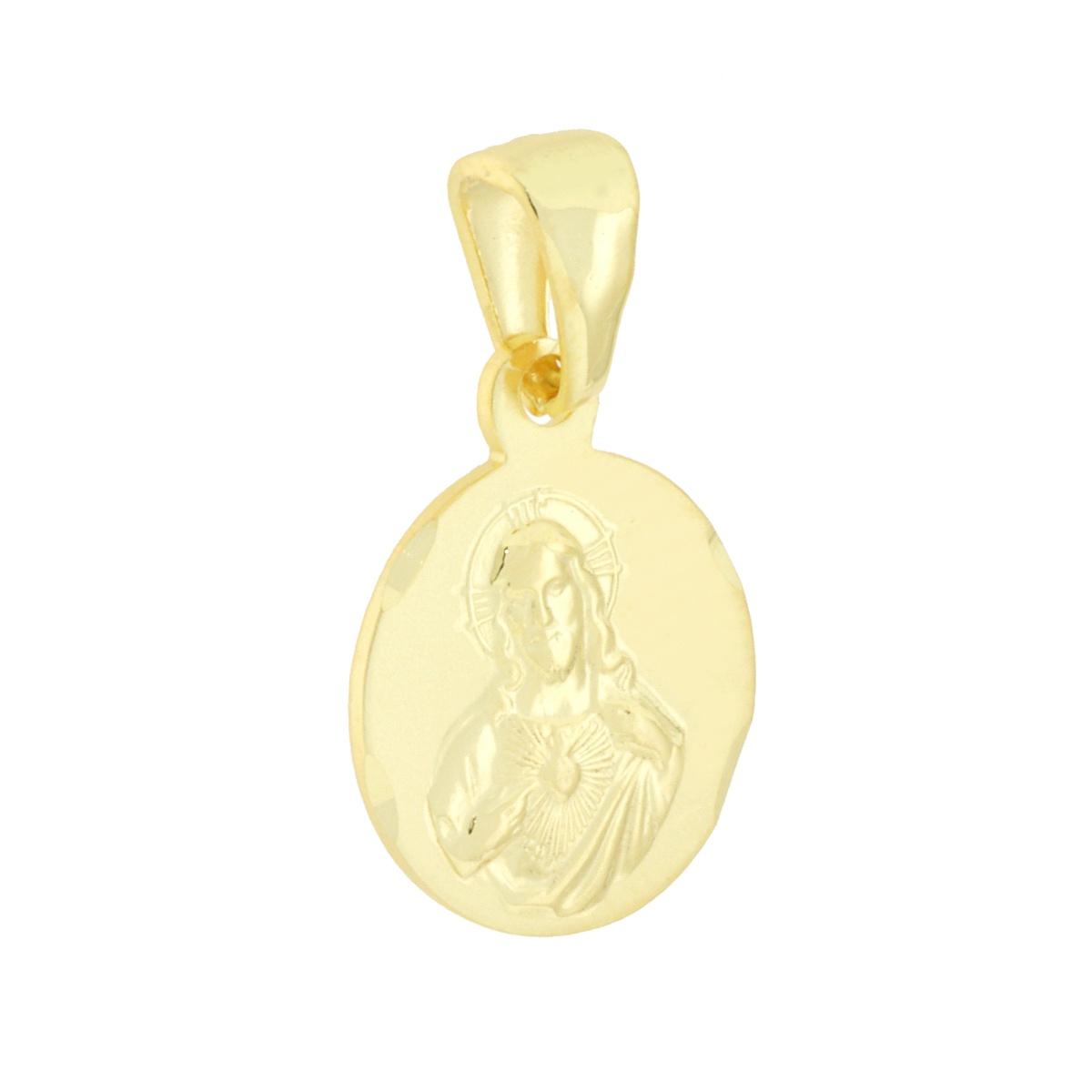 Ciondolo di forma tonda con Ges Sacro Cuore in bassorilievo con finitura lucida e satinata.<BR>Made in Italy