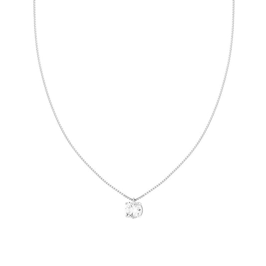 Collana Catena Veneziana Diamantata con Punto Luce Cubic Zirconia Bianco mm 7 in ARGENTO 925 Galvanica Rodio