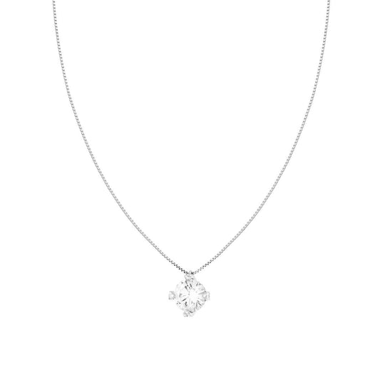 Collana Catena Veneziana Diamantata con Punto Luce Cubic Zirconia Bianco in ARGENTO 925 Galvanica Rodio