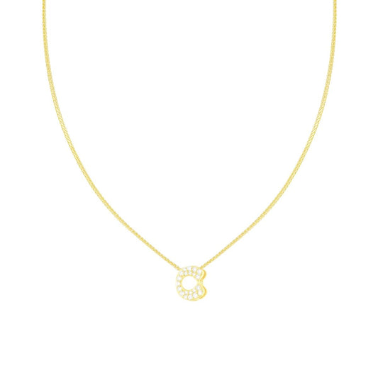 Collana Catena Spiga Diamantata con Lettera Iniziale C e Cubic Zirconia Bianchi in ARGENTO 925 Galvanica Oro