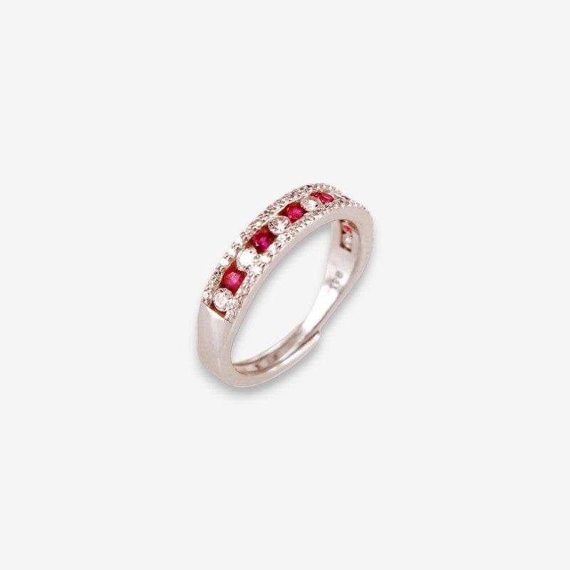 Anello Donna in Argento 925 Regolabile con file di zirconi