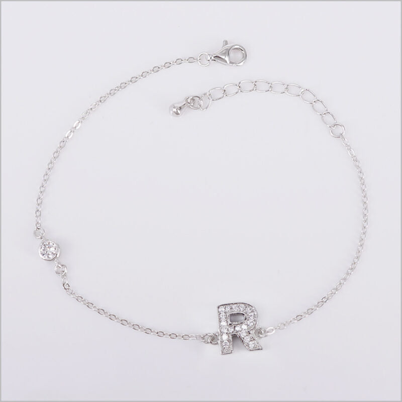 Bracciale in Argento 925 con iniziale zirconata