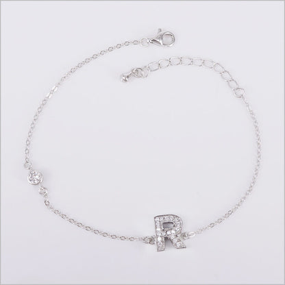Bracciale in Argento 925 con iniziale zirconata