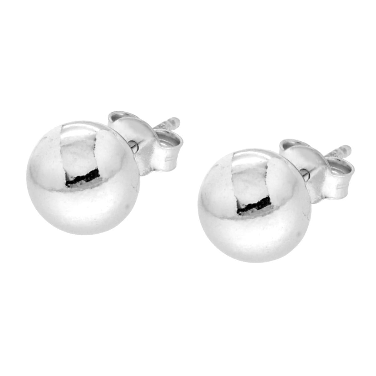 Orecchini Pallina mm 8 in ARGENTO 925 Galvanica Rodio