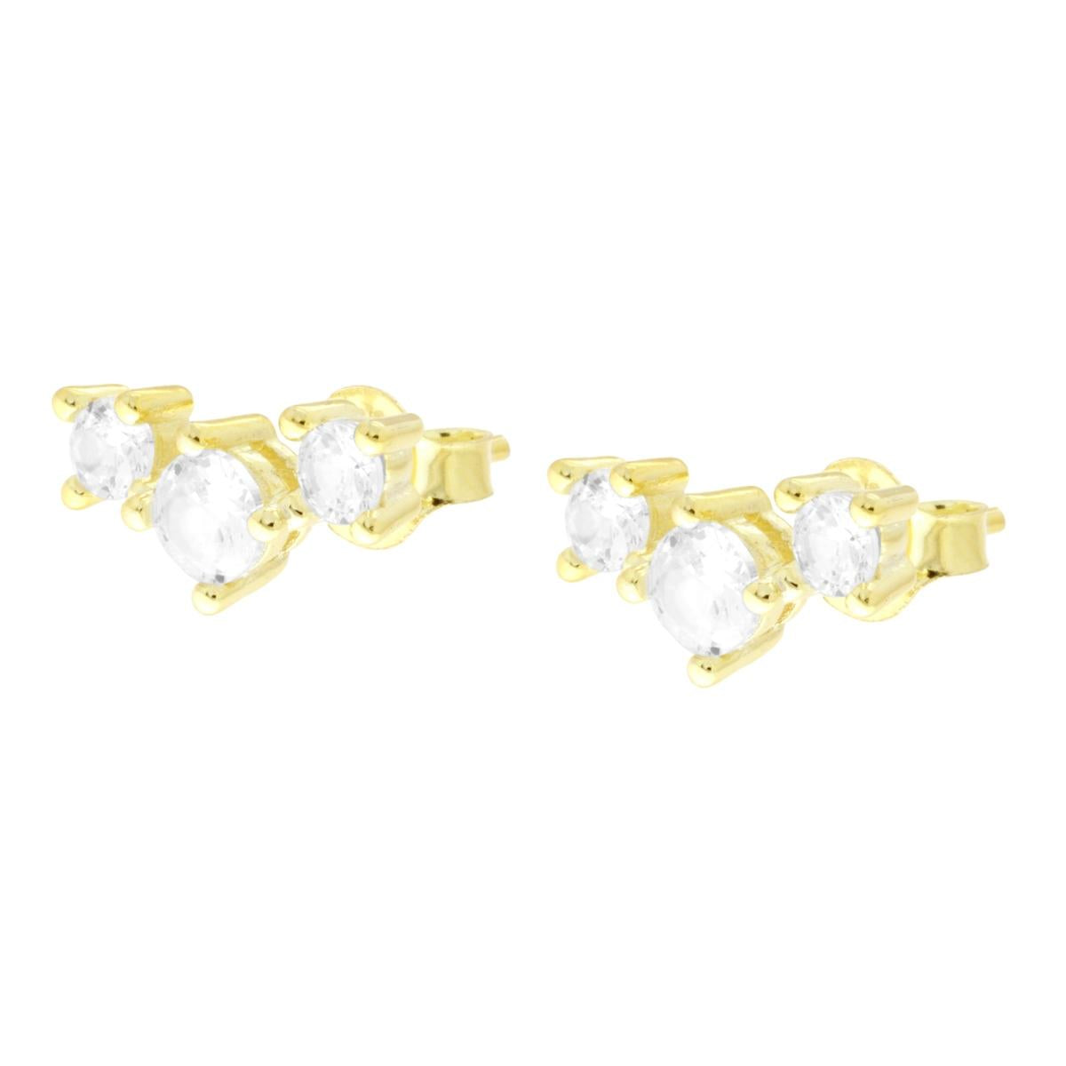 Orecchini Trilogy con Cubic Zirconia Bianchi in ARGENTO 925 Galvanica Oro