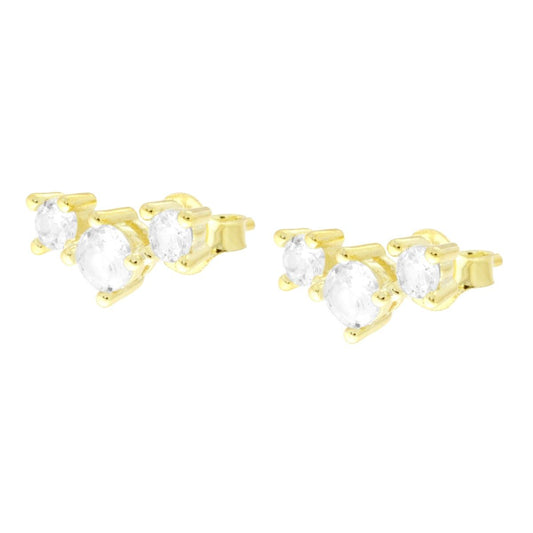 Orecchini Trilogy con Cubic Zirconia Bianchi in ARGENTO 925 Galvanica Oro