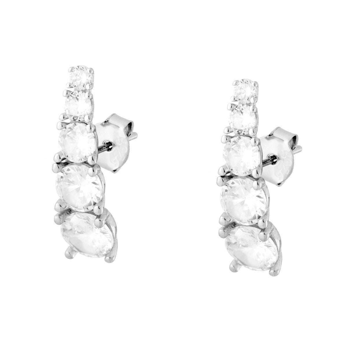 Orecchini Tennis degrade con Cubic Zirconia Bianchi in ARGENTO 925 Galvanica Rodio