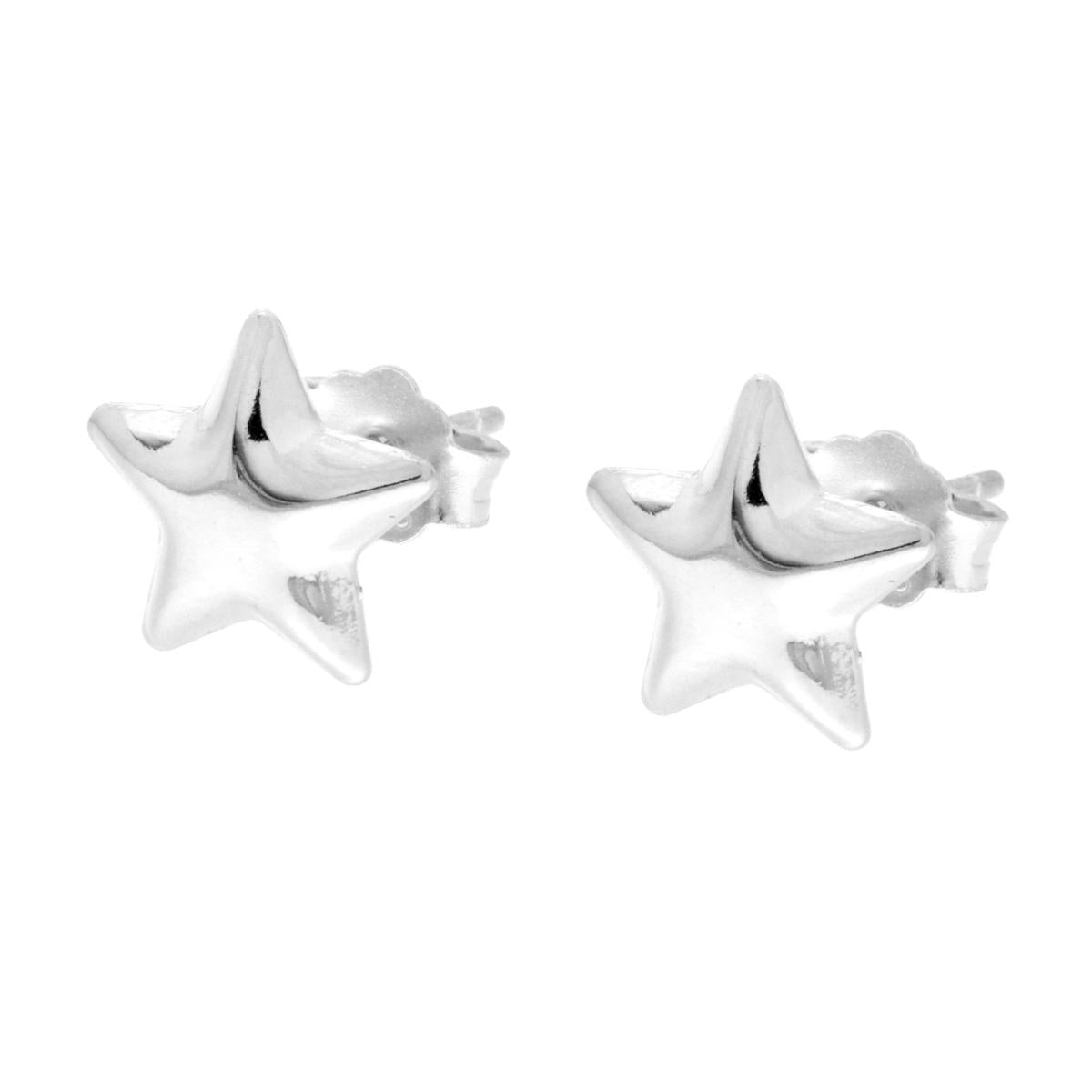 Orecchini Stella Bombata in ARGENTO 925 Galvanica Rodio