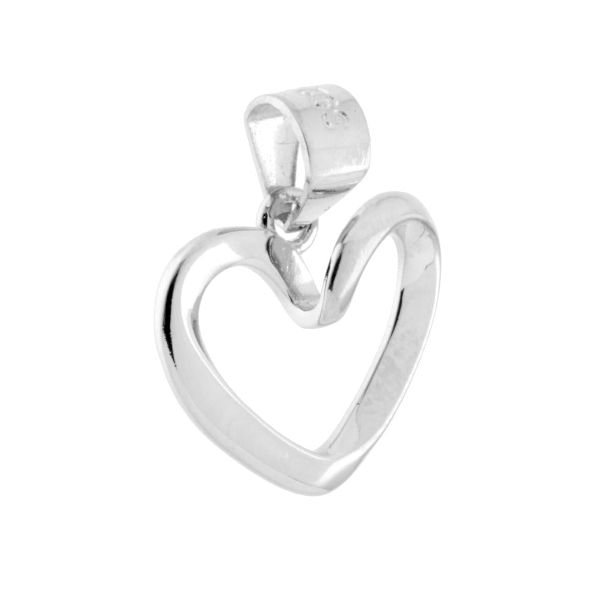 Ciondolo nastro a forma di cuore con finitura liscia e lucida.<BR>