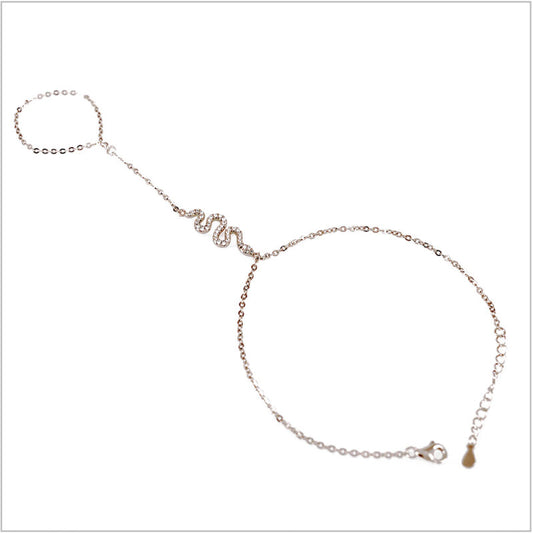 Bracciale baciamano in Argento 925 con serpente e zirconi