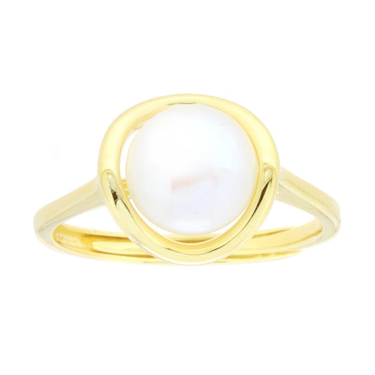 Anello Cerchio con Perla Naturale in ARGENTO 925 Galvanica Oro