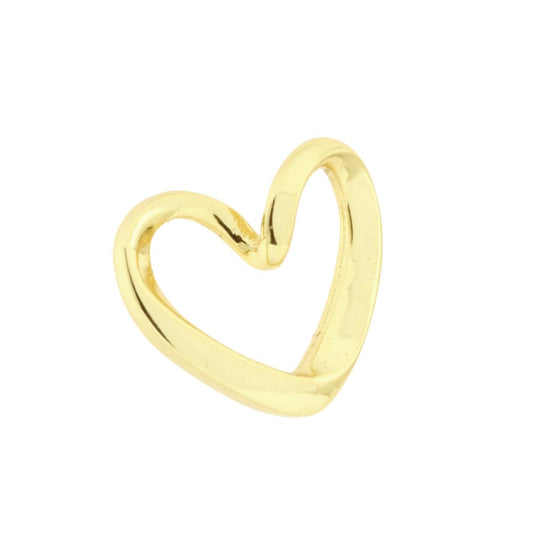 Ciondolo con passante per catena come un nastro a forma di cuore con finitura liscia e lucida.