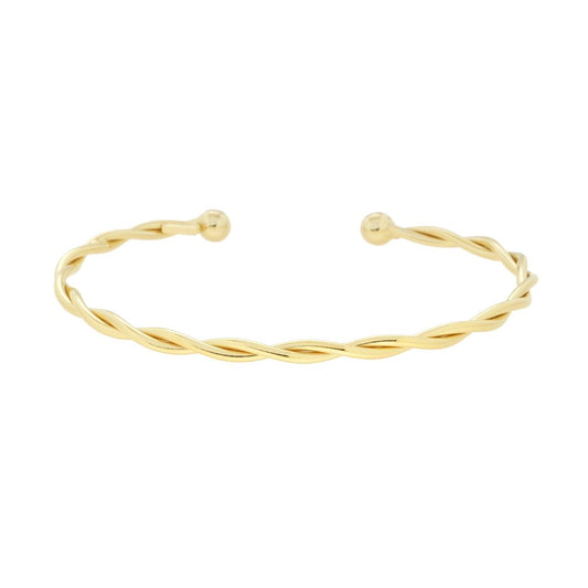 Bracciale Rigido doppia Canna intrecciata in ARGENTO 925 Galvanica Oro