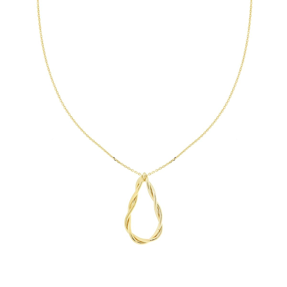 Collana Catena Forzatina Diamantata con Goccia doppia Canna intrecciata in ARGENTO 925 Galvanica Oro