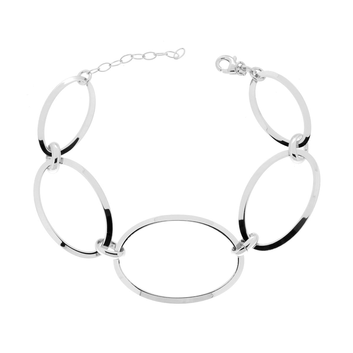 Bracciale Catena maglia Ovale in ARGENTO 925 Galvanica Rodio