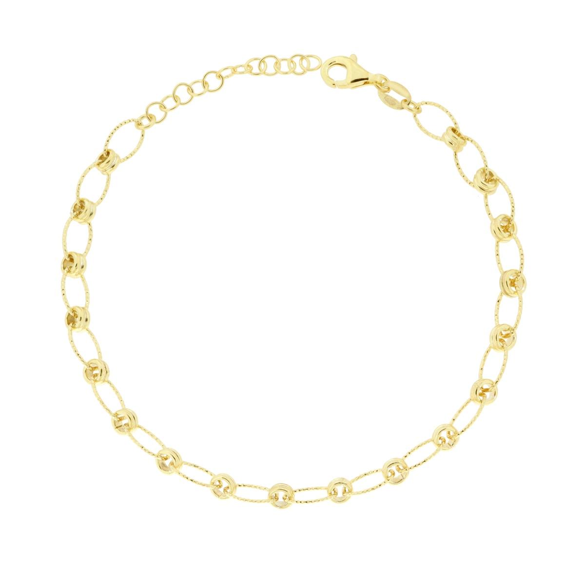 Bracciale Catena Ovale Diamantata in ARGENTO 925 Galvanica Oro
