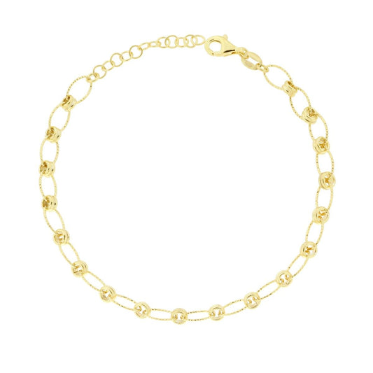 Bracciale Catena Ovale Diamantata in ARGENTO 925 Galvanica Oro