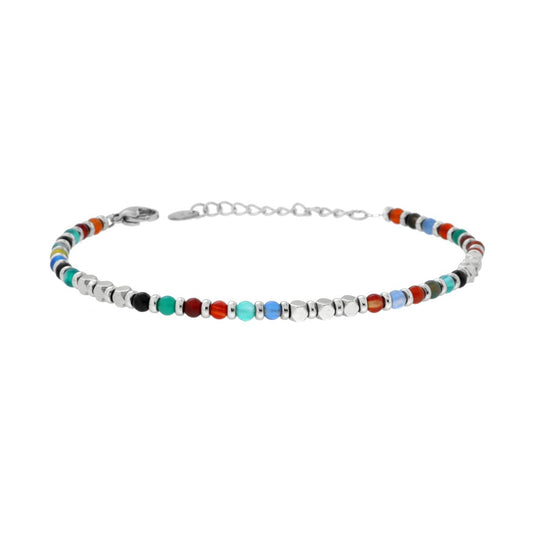 Bracciali Catena con Pietre Multicolor e Cubetti in ACCIAIO