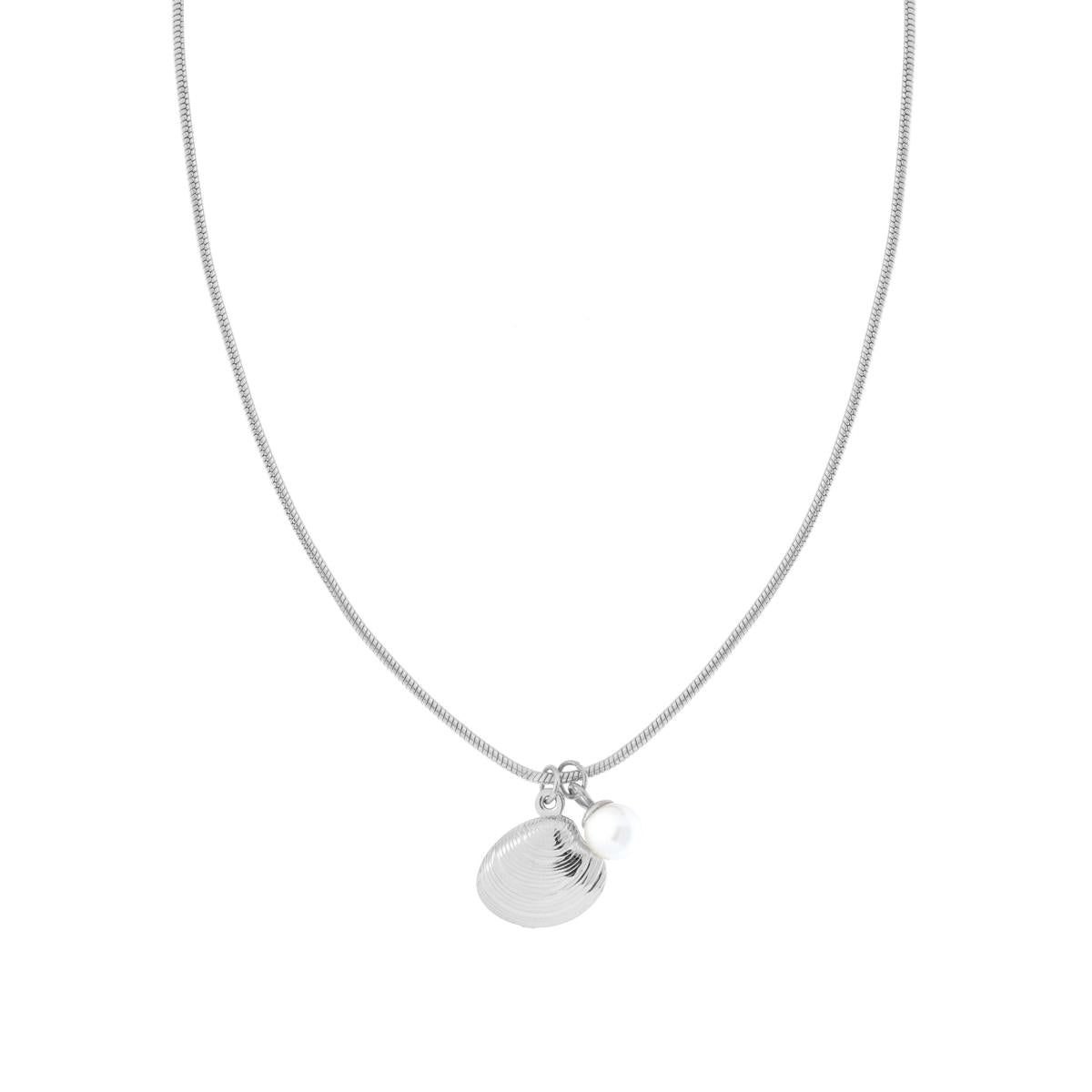 Collana Catena Coda di Topo con Perla e Conchiglia in ACCIAIO