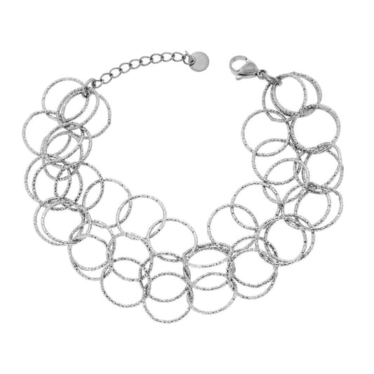 Bracciale tre fili Catena Cerchi Diamantati in ACCIAIO