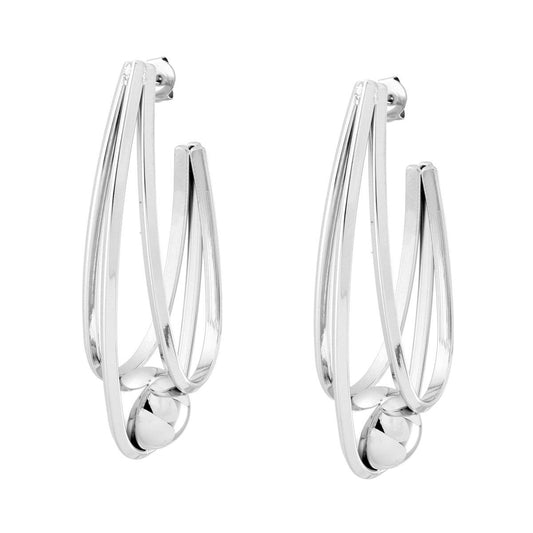 Orecchini Multi Cerchio Ovale con Pallina in ACCIAIO