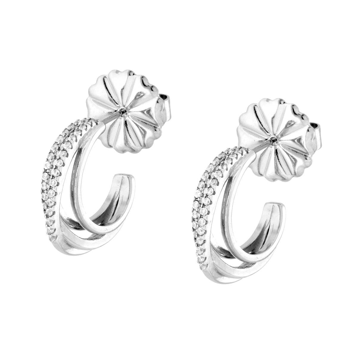 Orecchini Multi Cerchio con Crystal Bianchi in ACCIAIO