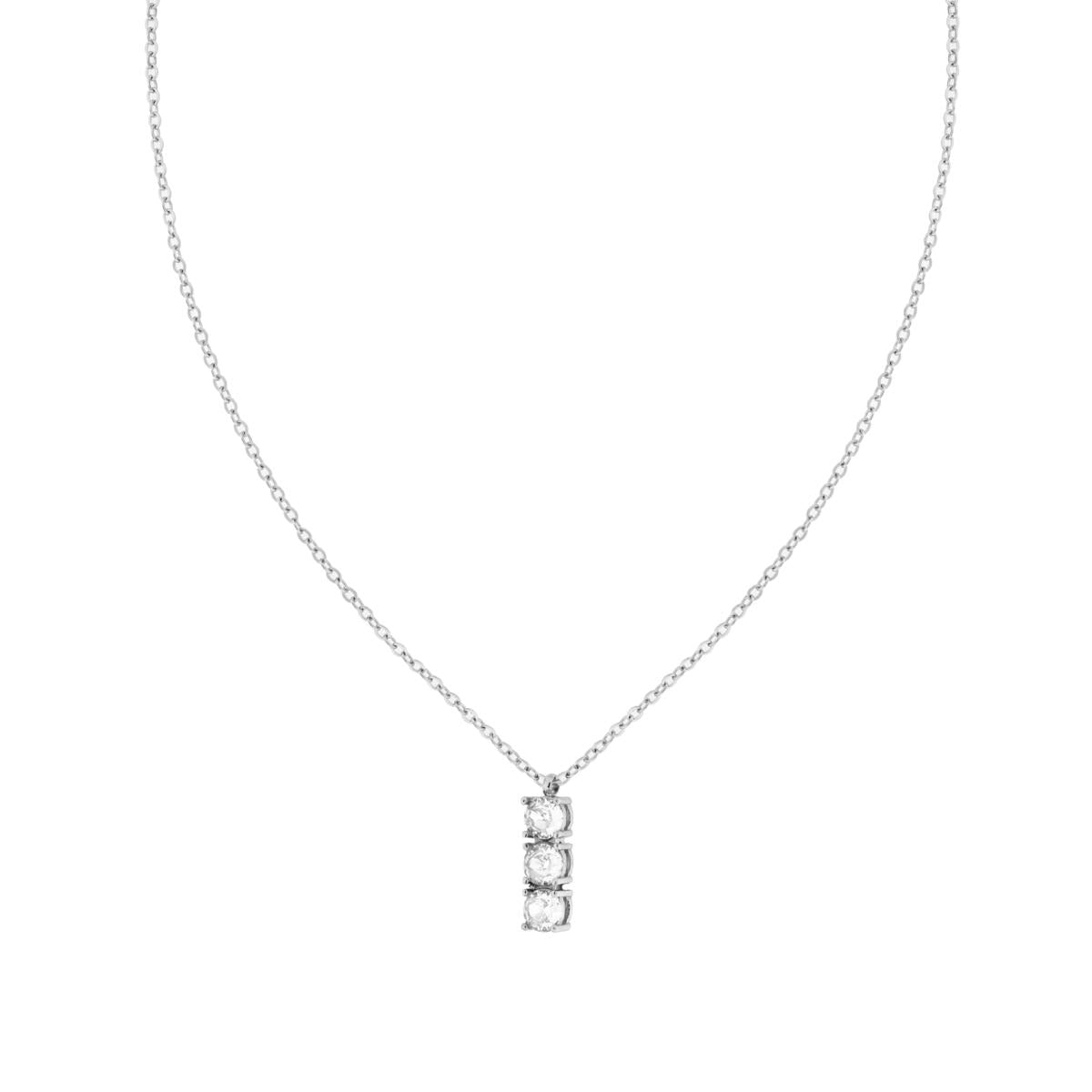 Collana Catena Forzatina con Trilogy e Crystal Bianchi in ACCIAIO