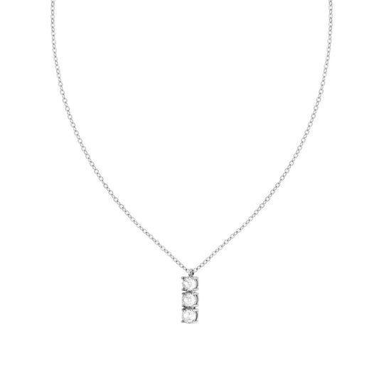 Collana Catena Forzatina con Trilogy e Crystal Bianchi in ACCIAIO