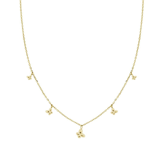 Collana Catena Forzatina con Farfalle Bombate pendenti in ACCIAIO colore Oro
