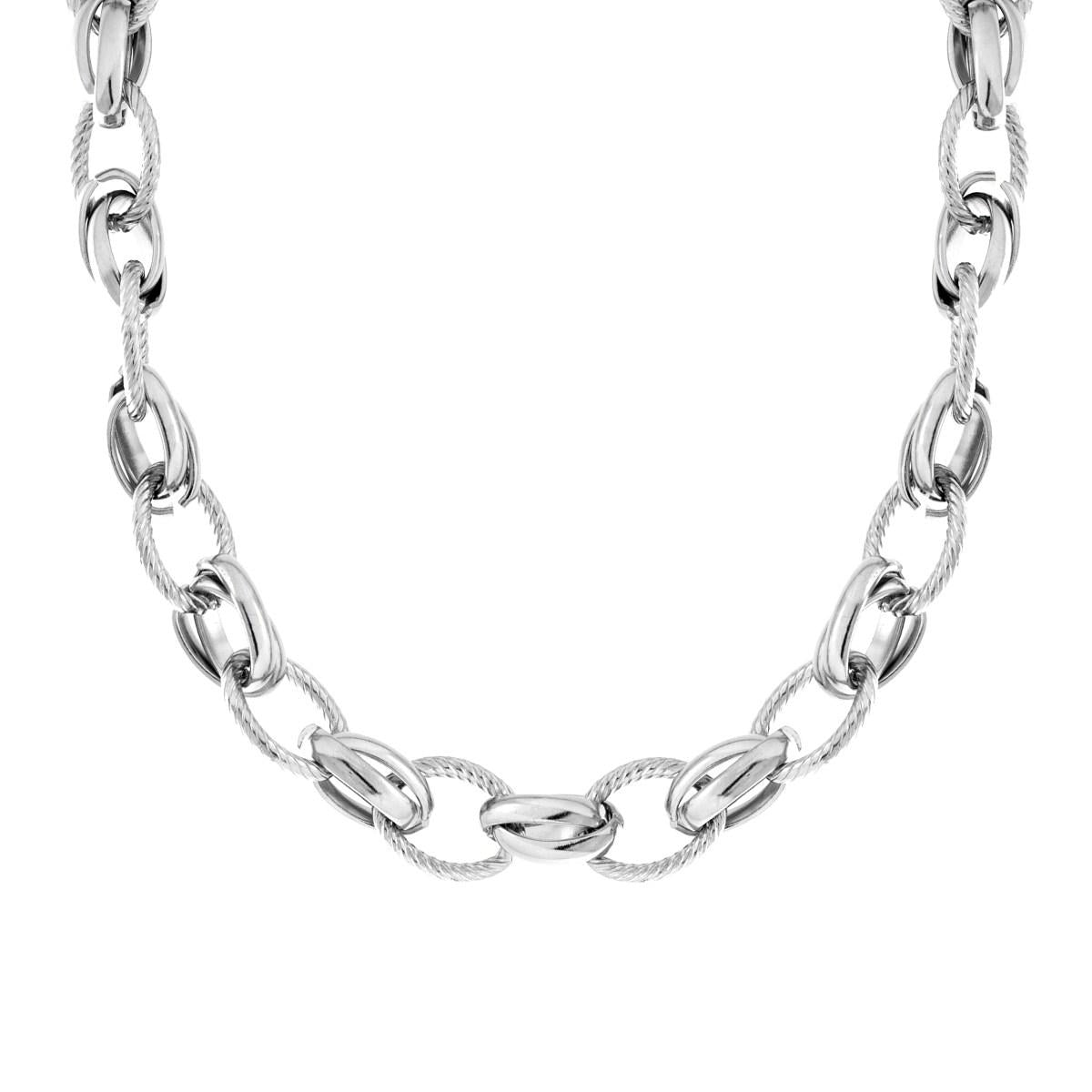 Collana Catena Forzatina Multimaglia Torchon in ACCIAIO