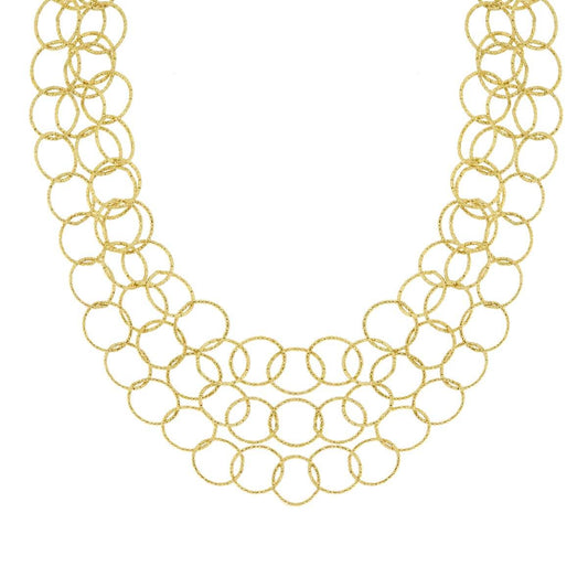 Collana tre fili Catena Cerchi Diamantati in ACCIAIO colore Oro