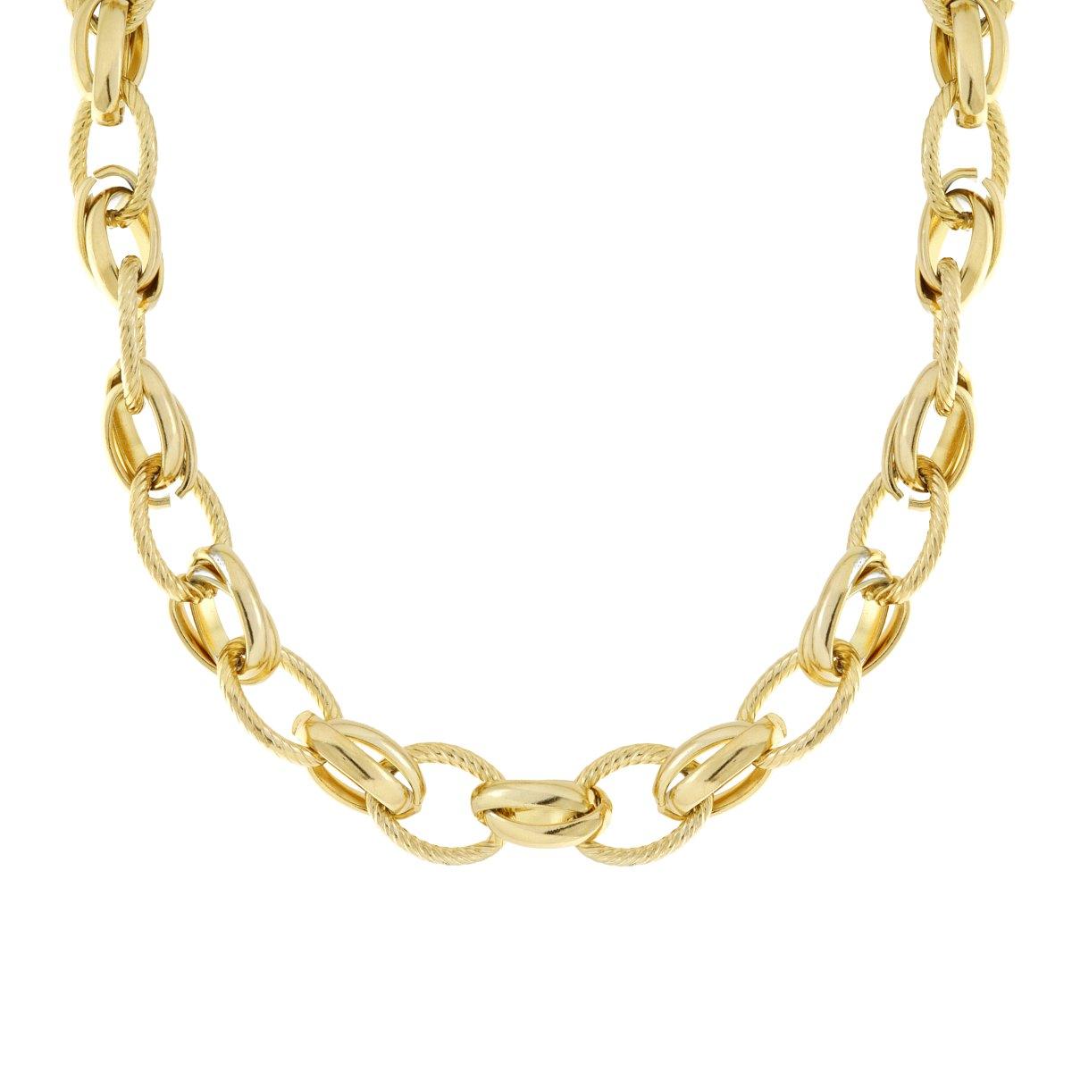 Collana Catena Forzatina Multimaglia Torchon in ACCIAIO color Oro