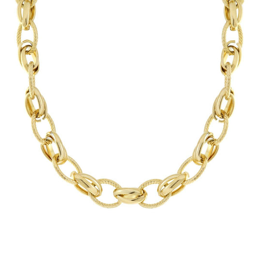 Collana Catena Forzatina Multimaglia Torchon in ACCIAIO color Oro