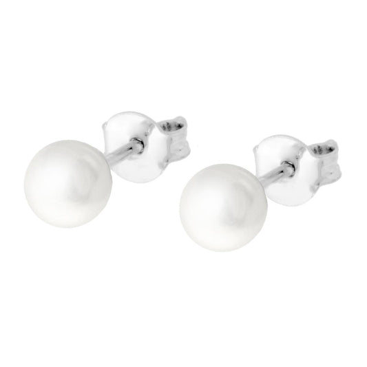 Orecchini Perla Bianca mm 6 in ACCIAIO