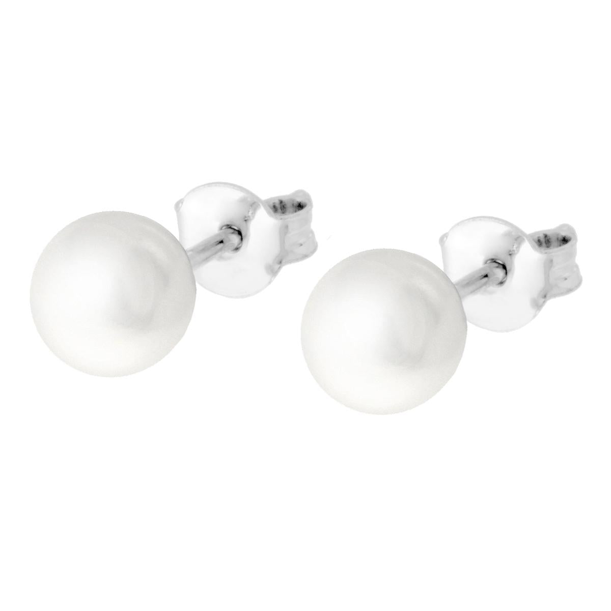 Orecchini Perla Bianca mm 8 in ACCIAIO