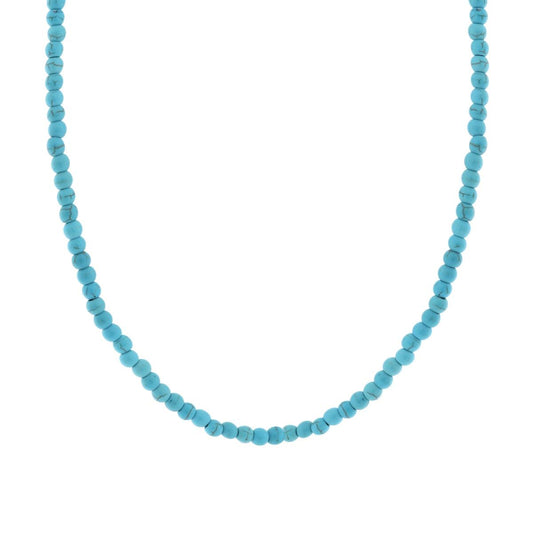 Collana filo Perle mm 4 colore Turchese in ACCIAIO