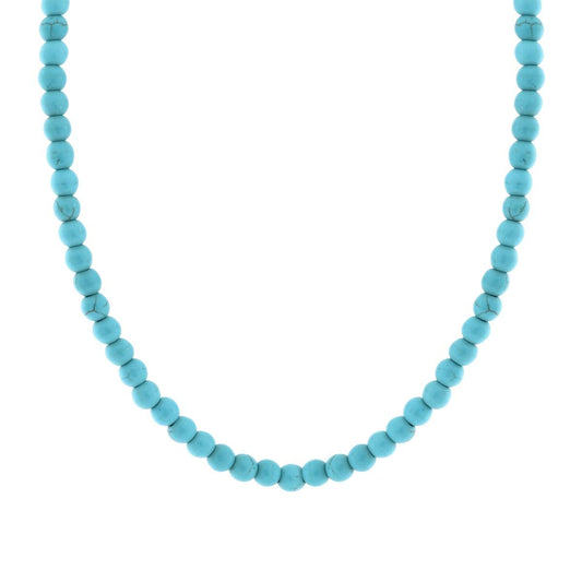 Collana filo Perle mm 6 colore Turchese in ACCIAIO