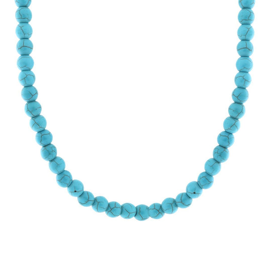 Collana filo Perle mm 8 colore Turchese in ACCIAIO