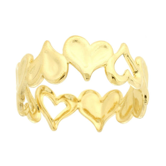 Anello Fascia Cuori in ACCIAIO colore Oro