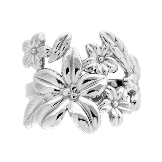 Anello Fascetta con Decoro Floreale in ACCIAIO