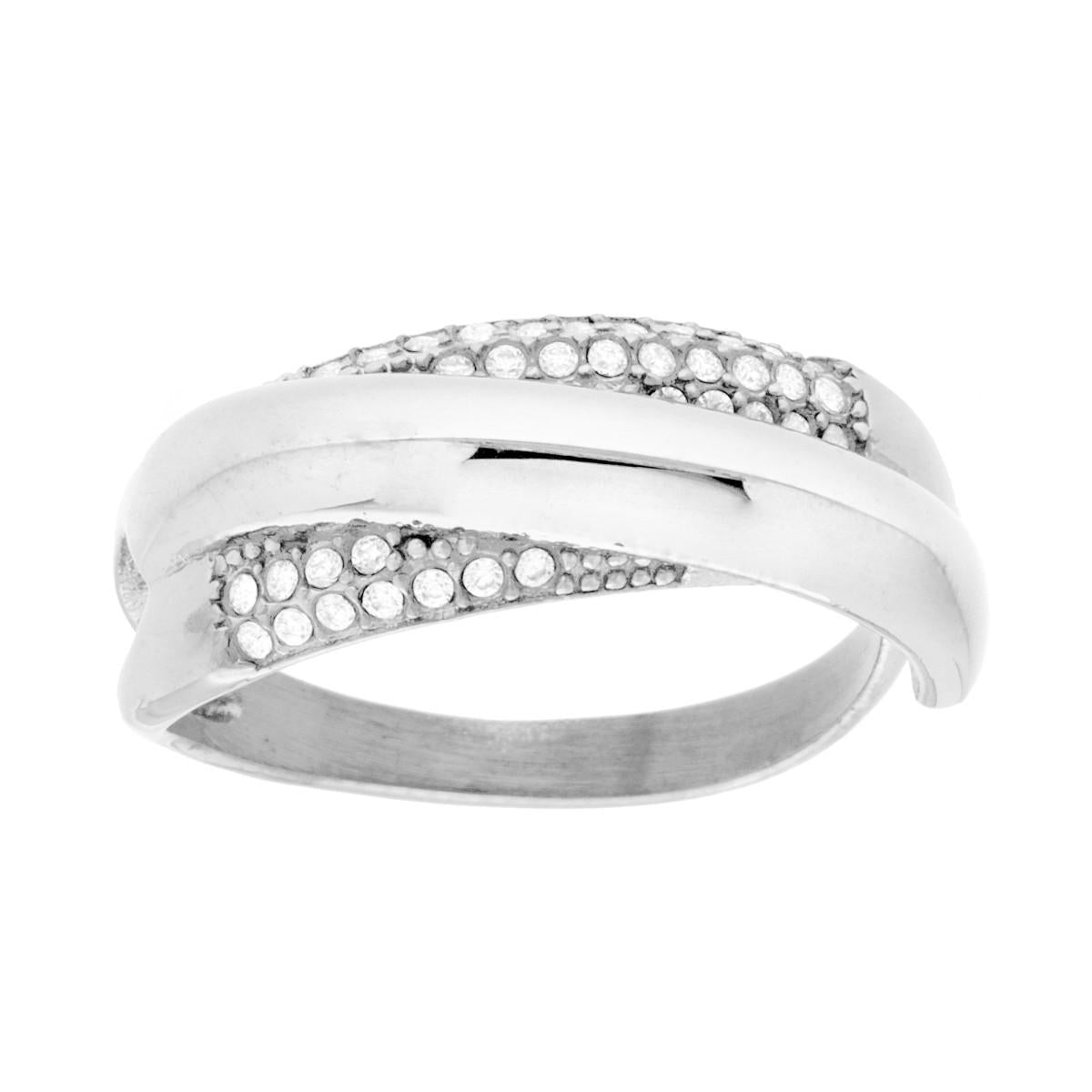 Anello Fascia Multigambo con Crystal Bianchi in ACCIAIO