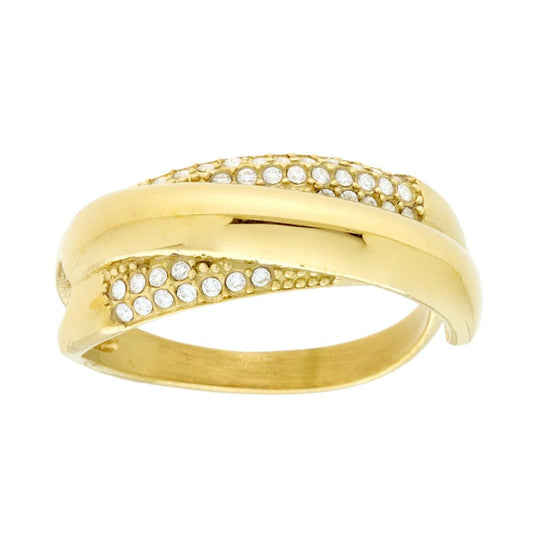 Anello Fascia Multigambo con Crystal Bianchi in ACCIAIO colore Oro