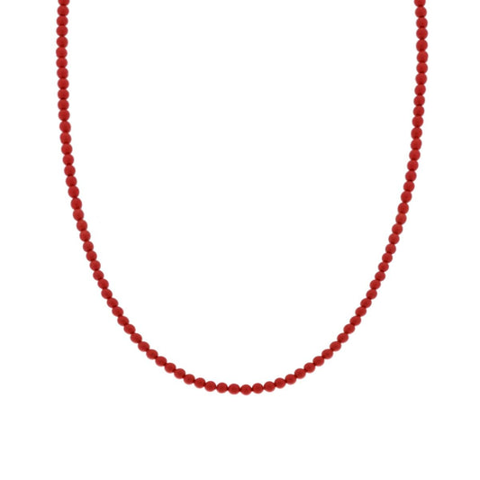Collana filo Perle mm 3 colore Rosso Corallo in ACCIAIO