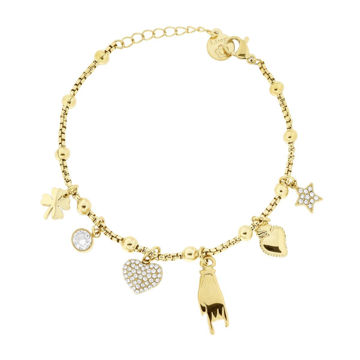 Bracciale Catena con Palline Diamantate mm 4 in ARGENTO 925 Galvanica Rodio