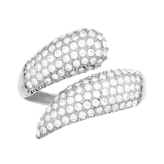 Anello Chunky Contrarie Abbraccio con Crystal Bianchi in ACCIAIO
