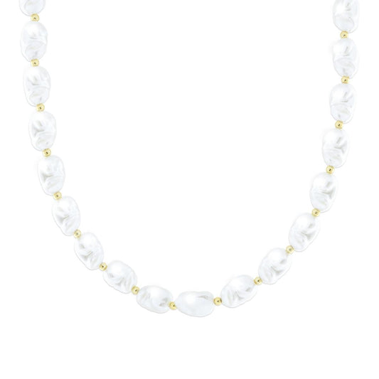 Collana Perle Scaramazza mm 10 x 15 con Palline in ACCIAIO colore Oro